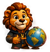 Leão do Planeta com o globo
